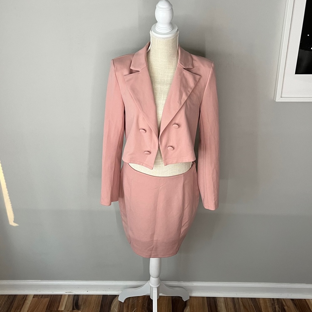 Pink blazer and skirt set